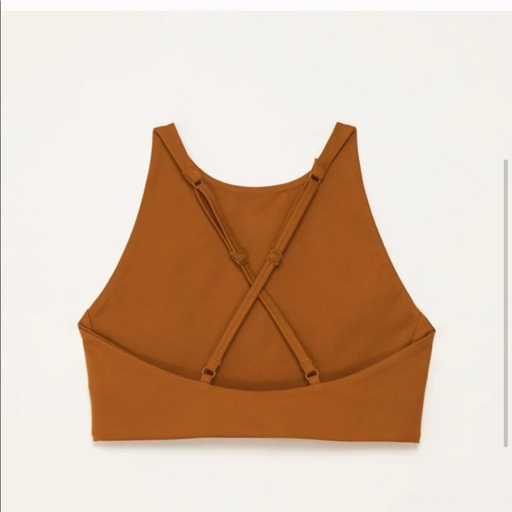 Girlfriend Collective Tan High-Neck Bra
